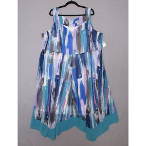 Catherines Dress  Plus 2X Midi Artsy Flowy Sleeveless NWT $79 Asymmetrical‎